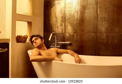 a man in a bath-tub