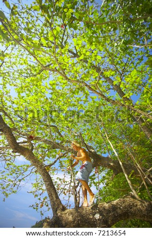 Similar – Image, Stock Photo Girl in luck. Joy Happy