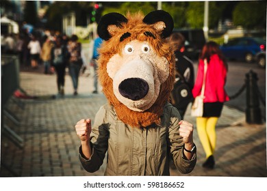 A Man In A Bear Costume
