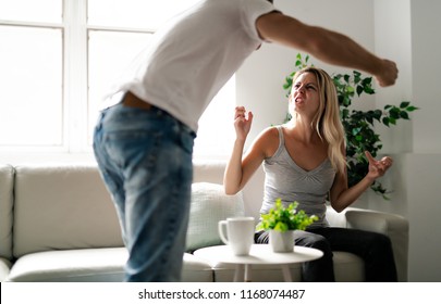 Man Beating Up His Wife Illustrating Domestic Violence