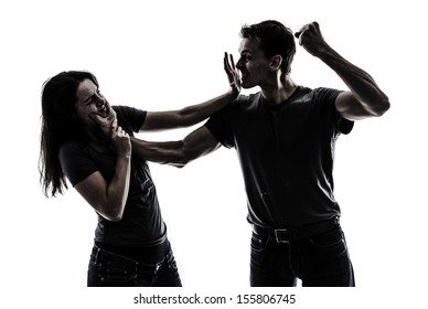 Man Beating Up Woman, Concept Image Of Domestic Violence