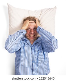 Man In Bed Can't Sleep From Frustrations