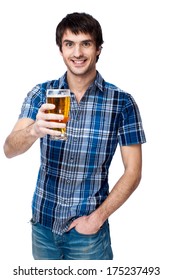 Man With Beer Glass Isolated On White