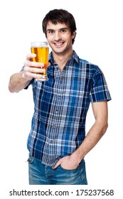 Man With Beer Glass Isolated On White