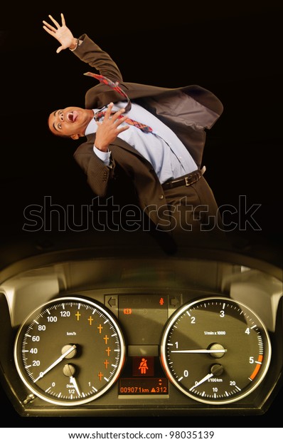 man being run over by a\
speeding car