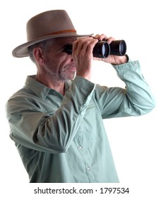 man with binoculars isolated - Shutterstock ID 1797534