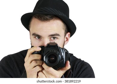 Man in Black Hat With Camera