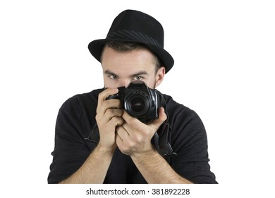 Man in Black Hat With Camera