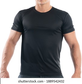 Man In Black T Shirt, Isolated On White