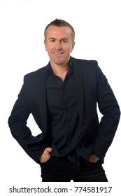 man with blazer on white background