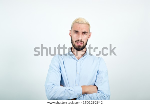 Man Blond Hair Black Beard Over Royalty Free Stock Image