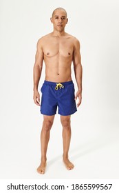 Man In Blue Board Shorts Mockup