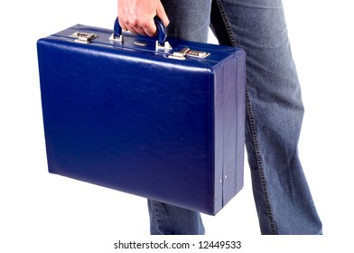 Man with blue briefcase