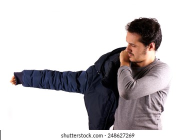 Man with blue jacket 
