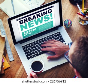 Man Breaking News Top Story Internet Connection Concept