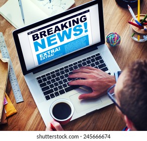 Man Breaking News Top Story Internet Connection Concept