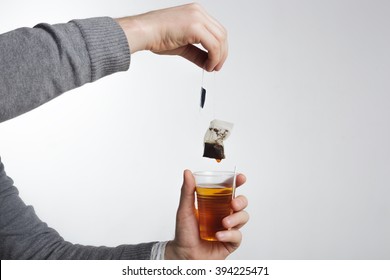 Man Brew Tea Bag. Cheap Drink During A Break