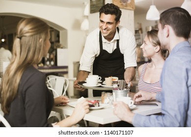 Man Bringing Drinking Desserts Clients Cafe Stock Photo 1140171107 ...