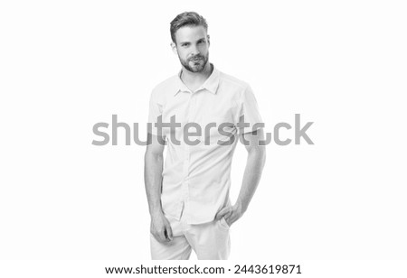 man with bristle. man with bristle isolated on white. man with bristle on background.