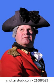 Man In British Military Dress At Revolutionary War Re-Enactment In Camden, South Carolina.