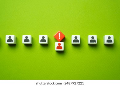 A man brought out of the line by an exclamation mark. Warning a person about violation of discipline. The worker is distrustful. Accusation of a crime or violation. Expulsion and dismissal.
