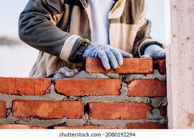 Man Building Brick Wall, Bricklayer