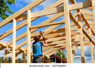 A Man Builds A House In The Village