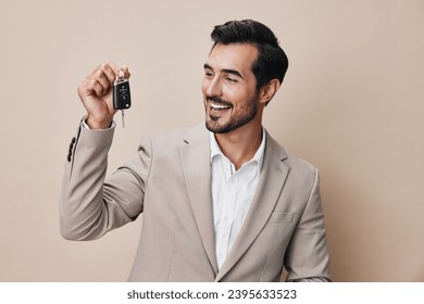 man buy business service auto automobile holding hand smile key car - Powered by Shutterstock