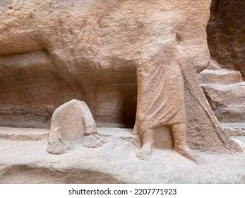 Man And Camel Feet Petra Siq Gorge