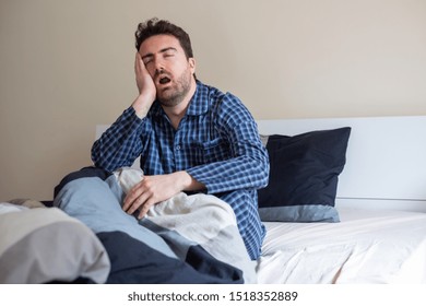 Man Can't Sleep In Bed Suffering Insomnia