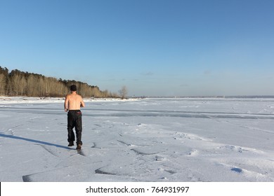 Man Cap Naked Torso Running Across Stock Photo Shutterstock