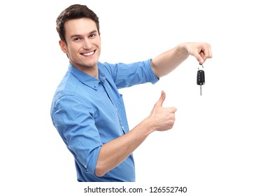 Man With Car Keys And Thumbs Up