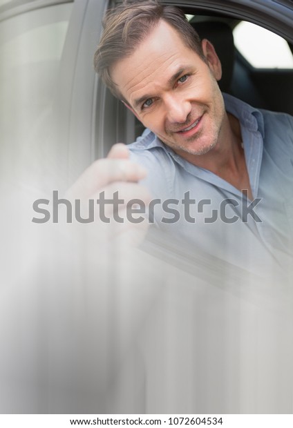 Man in car with transition\
effect