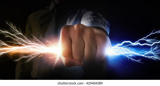 Man catch stream of light