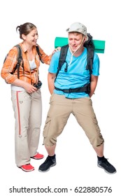 A Man Caught Unawares In A Hike Diarrhea, A Funny Photo On A White Background