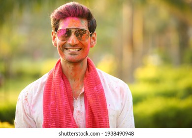 Man Celebrating Holi In India