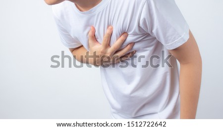 Man Chest pain patients with heart attack with health concept on white background