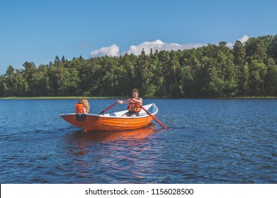 The Man And The Child, The Girl In The Boat, Rowing On The Lake