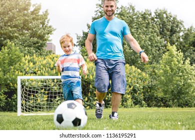 Grandfather Playing Soccer Garden Grandson Stock Photo (Edit Now) 795089017