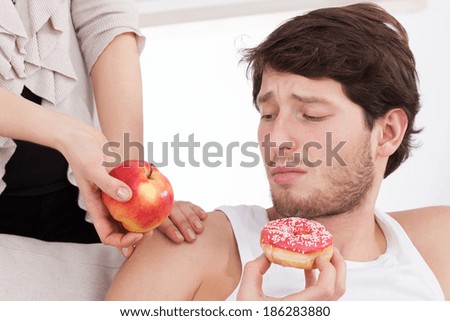 Similar – Image, Stock Photo man and donut Food Dessert