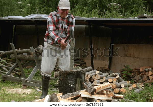 Man Chopping Wood Stock Photo (edit Now) 367857665