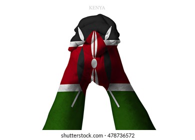 Man Clasped Hands Patterned With The KENYA Flag