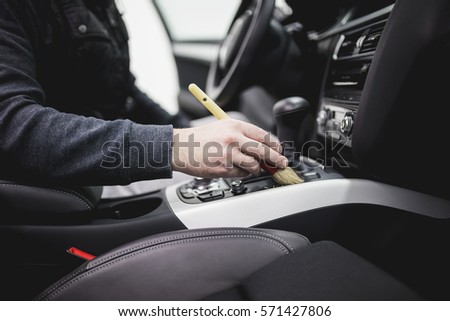 Man Cleaning Car Interior Car Detailing Stock Photo Edit