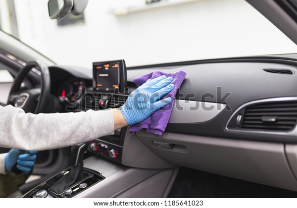 Man Cleaning Car Interior Car Detailing Stock Photo Edit