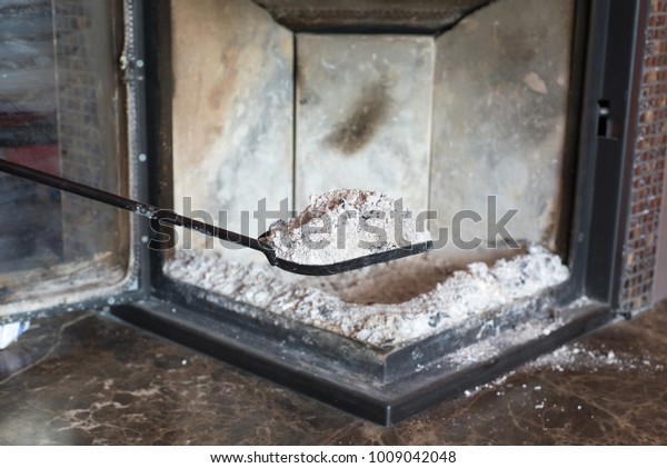 Man Cleaning Fireplace Ashes Stock Photo Edit Now 1009042048