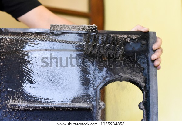 Man Cleaning Wood Burning Stove Cleaning Stock Photo Edit Now