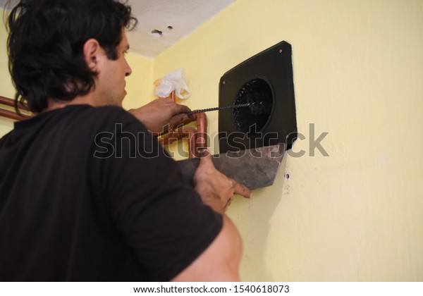 Man Cleaning Wood Burning Stove Cleaning Stock Photo Edit Now
