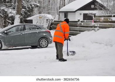 Man clearing the snow