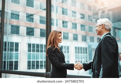 Man, client or business agreement or shaking hands for welcome, thank you for meeting in office. Partnership, handshake or trust with greeting for b2b or teamwork, collaboration in workplace for deal - Powered by Shutterstock