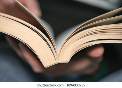 Man Close Up While Reading Book In Leisure Time,knowledge Study In Lock Down,home Relax Lifestyle